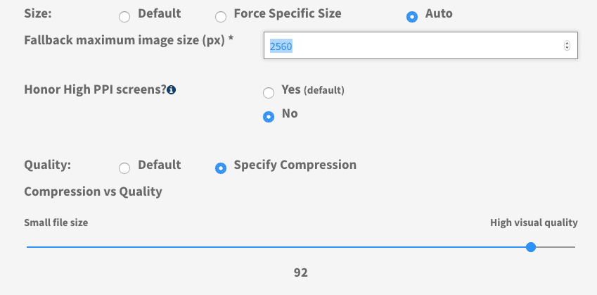 Screenshot Showing ImageEngine Pixels Settings